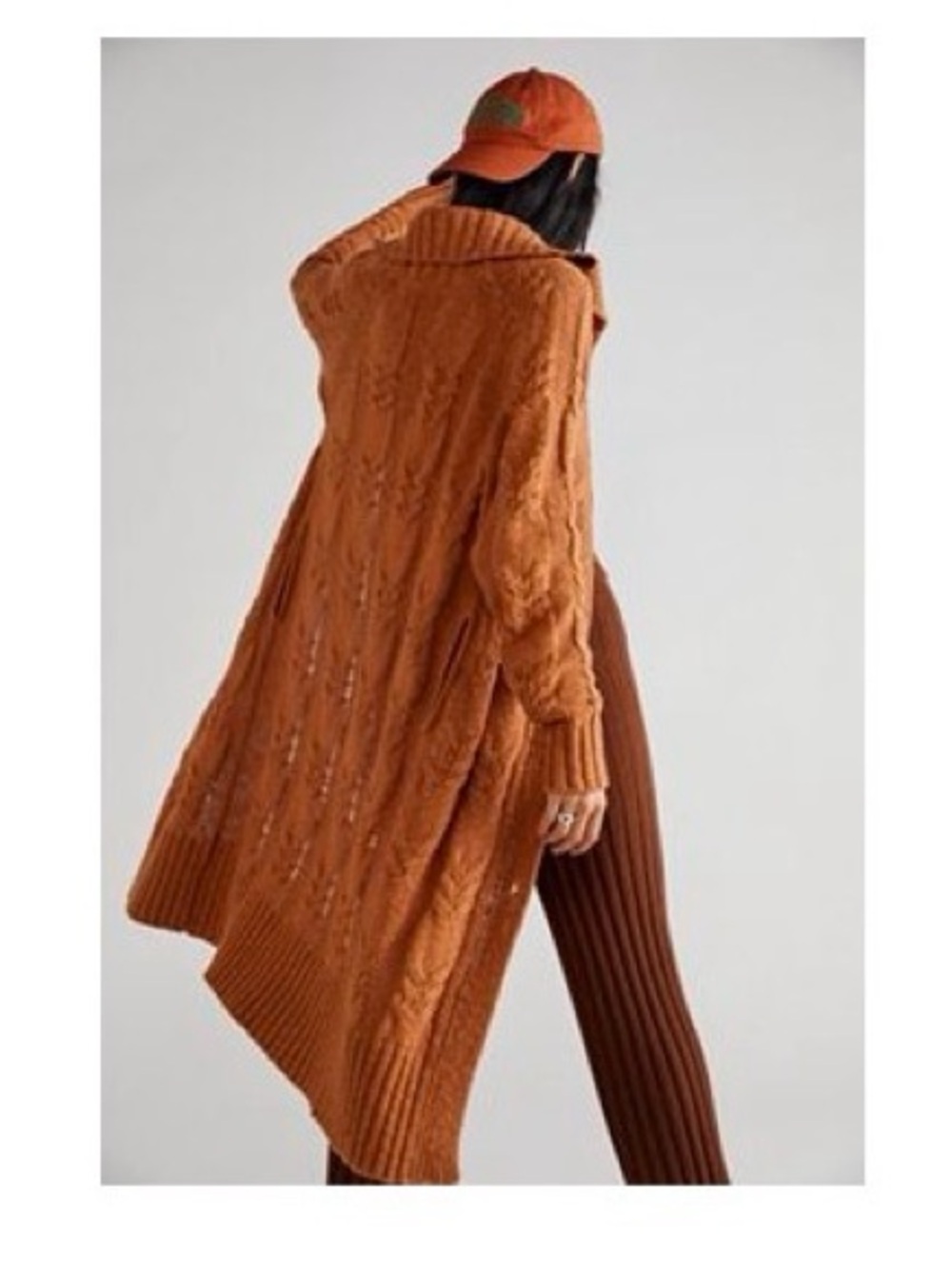 Free People- Cappuccino long Cardigan - dark orange